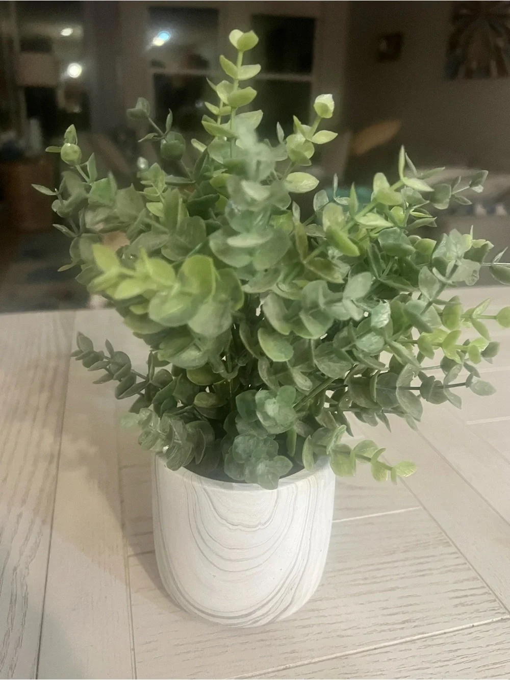 Artificial Eucalyptus Plant in Marble Pot